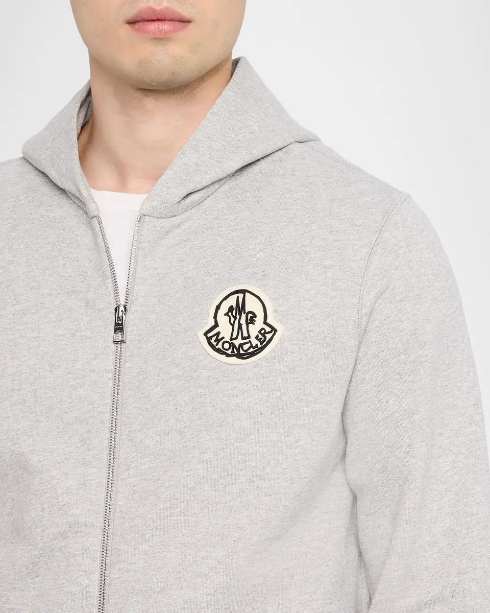 Moncler Men's Sketched Logo Zip-Up Cotton Hoodie | Thumbnail 5 Moncler Men's Sketched Logo Zip-Up Cotton Hoodie | Thumbnail 5
