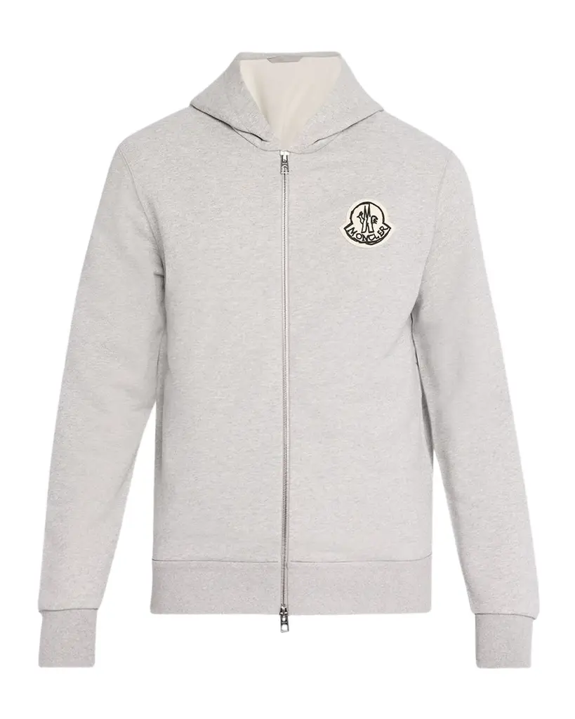 Moncler Men's Sketched Logo Zip-Up Cotton Hoodie | Image 1 Moncler Men's Sketched Logo Zip-Up Cotton Hoodie | Image 1