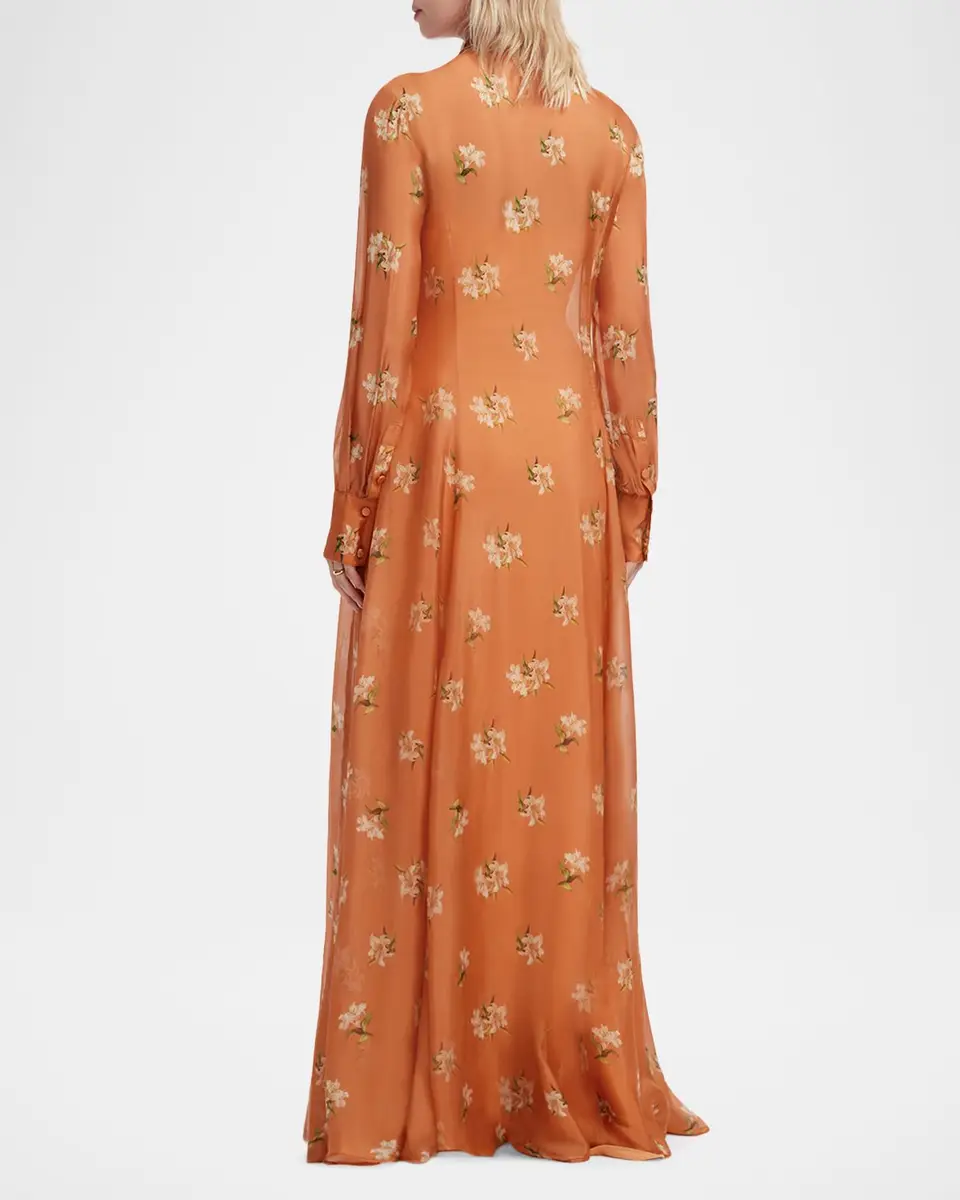 LEO LIN Lilith Tie-Neck Floral Maxi Dress | Thumbnail 3 LEO LIN Lilith Tie-Neck Floral Maxi Dress | Thumbnail 3