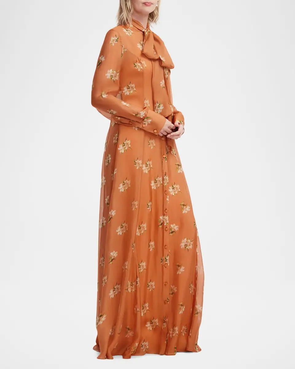 LEO LIN Lilith Tie-Neck Floral Maxi Dress | Thumbnail 6 LEO LIN Lilith Tie-Neck Floral Maxi Dress | Thumbnail 6