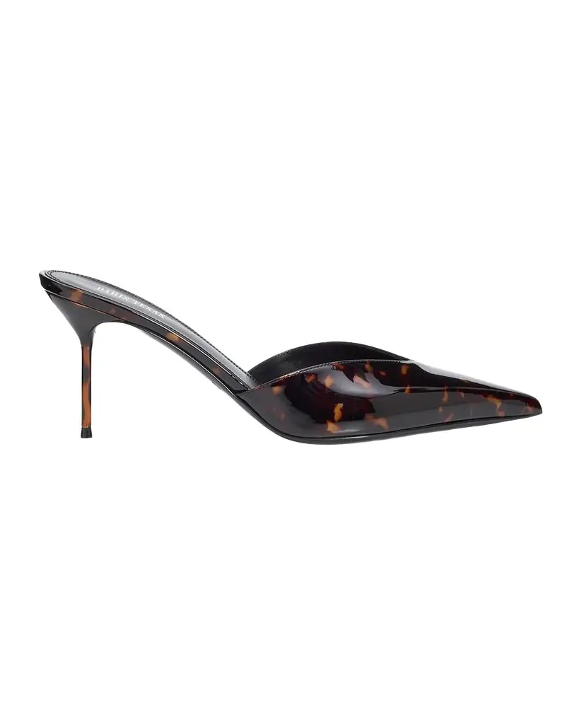 Paris Texas 70mm Lidia Tortoiseshell Patent Leather Mule Pumps | Image 1 Paris Texas 70mm Lidia Tortoiseshell Patent Leather Mule Pumps | Image 1