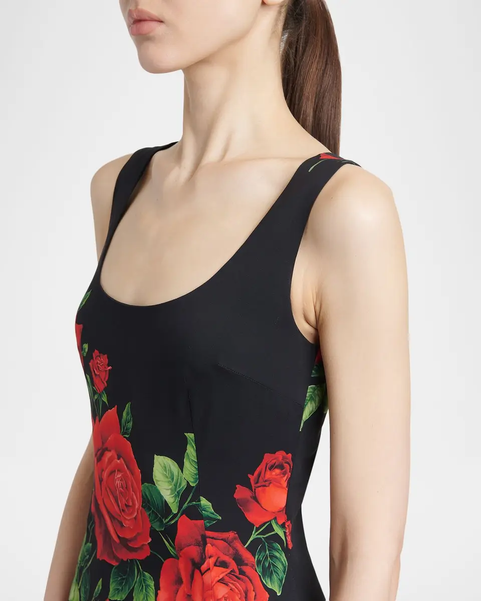 Dolce & Gabbana Rose-Print Sleeveless Midi Cocktail Dress | Thumbnail 5 Dolce & Gabbana Rose-Print Sleeveless Midi Cocktail Dress | Thumbnail 5