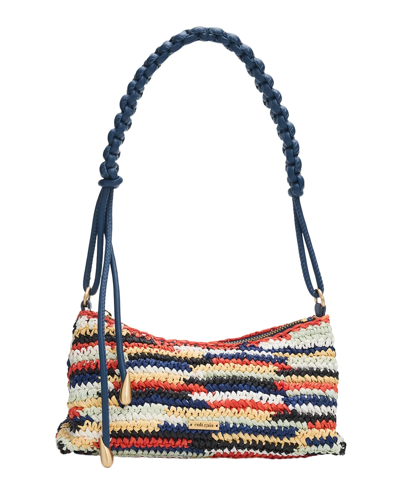Osa Braided-Strap Woven Raffia Shoulder Bag Osa Braided-Strap Woven Raffia Shoulder Bag