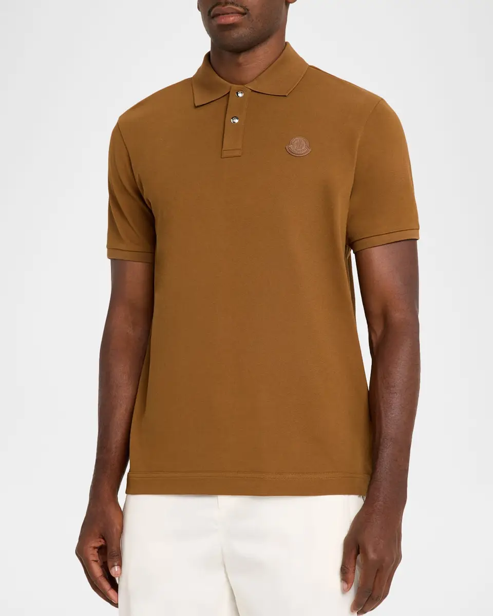 Moncler Men's Logo Patch Short-Sleeve Polo Shirt | Thumbnail 4 Moncler Men's Logo Patch Short-Sleeve Polo Shirt | Thumbnail 4