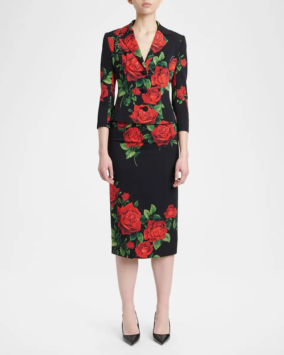 Dolce & Gabbana Rose-Print Silk Single-Breasted Jacket | Thumbnail 2 Dolce & Gabbana Rose-Print Silk Single-Breasted Jacket | Thumbnail 2