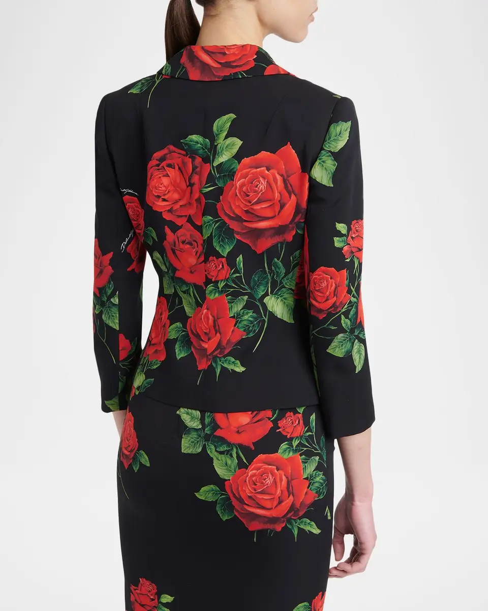 Dolce & Gabbana Rose-Print Silk Single-Breasted Jacket | Thumbnail 3 Dolce & Gabbana Rose-Print Silk Single-Breasted Jacket | Thumbnail 3