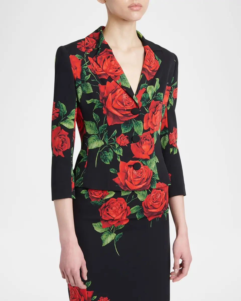 Dolce & Gabbana Rose-Print Silk Single-Breasted Jacket | Thumbnail 4 Dolce & Gabbana Rose-Print Silk Single-Breasted Jacket | Thumbnail 4