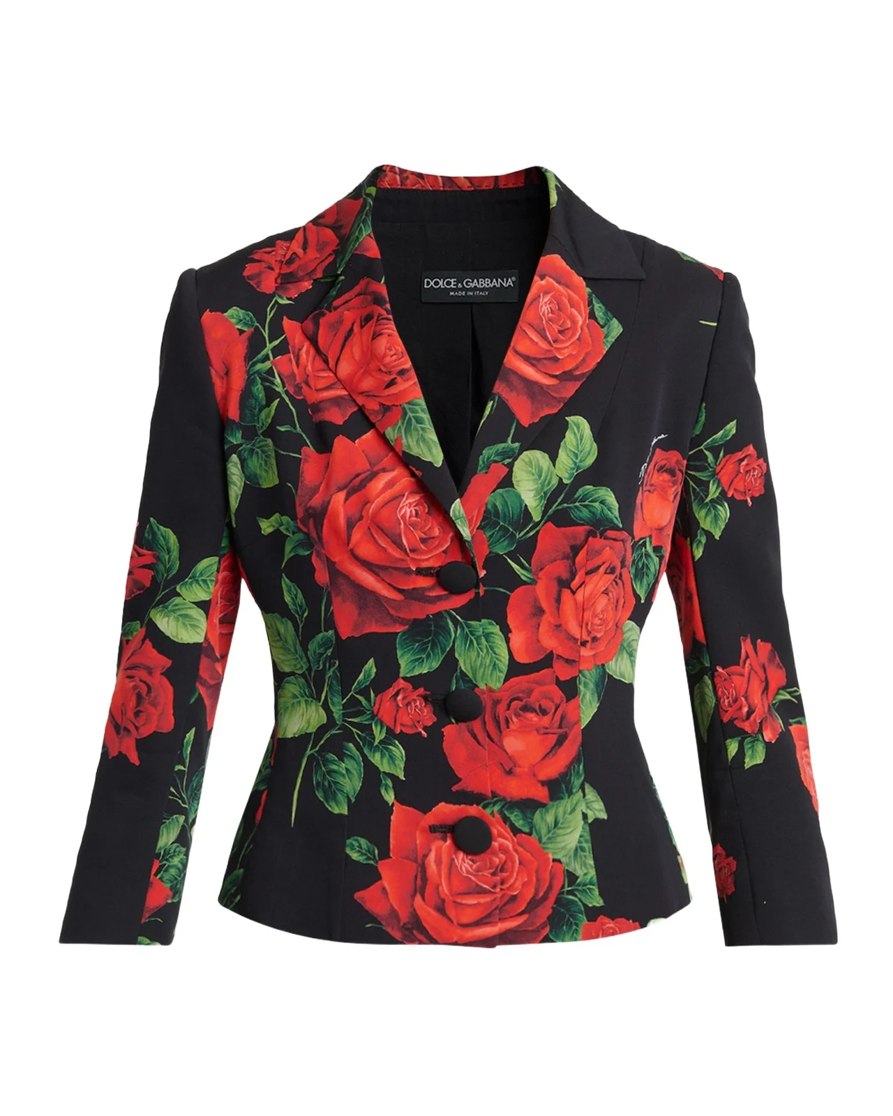Rose-Print Silk Single-Breasted Jacket Rose-Print Silk Single-Breasted Jacket