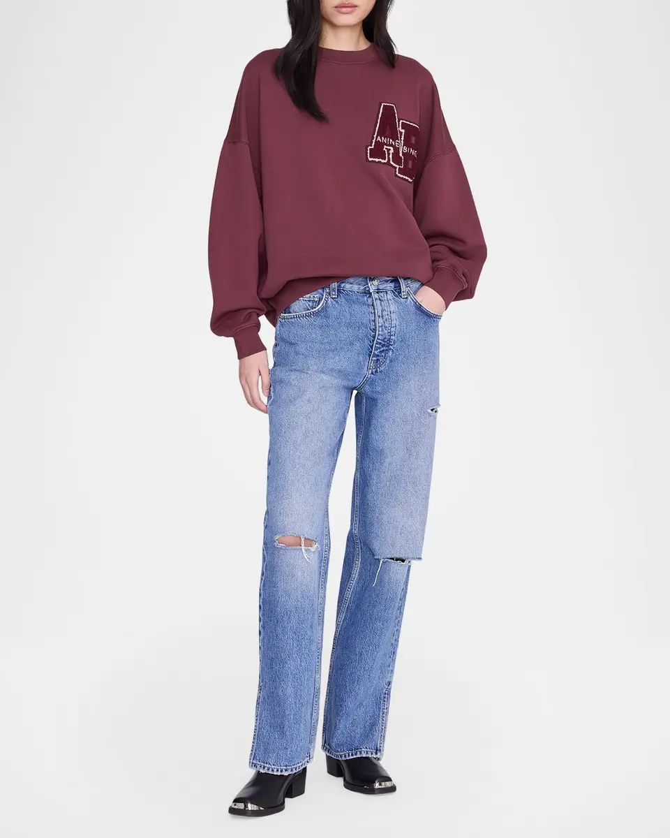 Anine Bing Miles Oversized Logo Embroidered Sweatshirt | Thumbnail 2 Anine Bing Miles Oversized Logo Embroidered Sweatshirt | Thumbnail 2