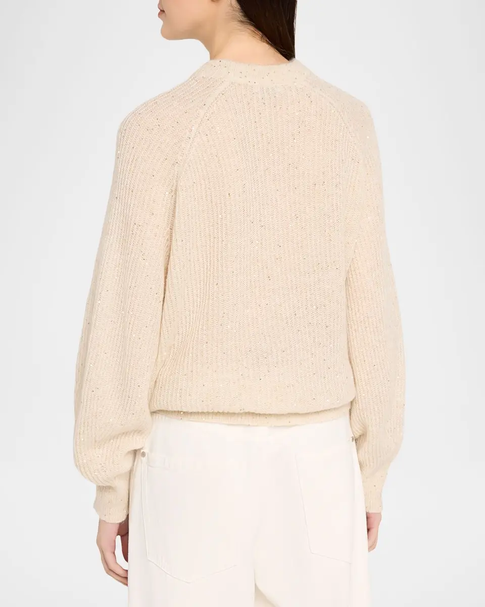 Brunello Cucinelli Paillette Mohair-Blend English Rib Crewneck Sweater | Thumbnail 2 Brunello Cucinelli Paillette Mohair-Blend English Rib Crewneck Sweater | Thumbnail 2