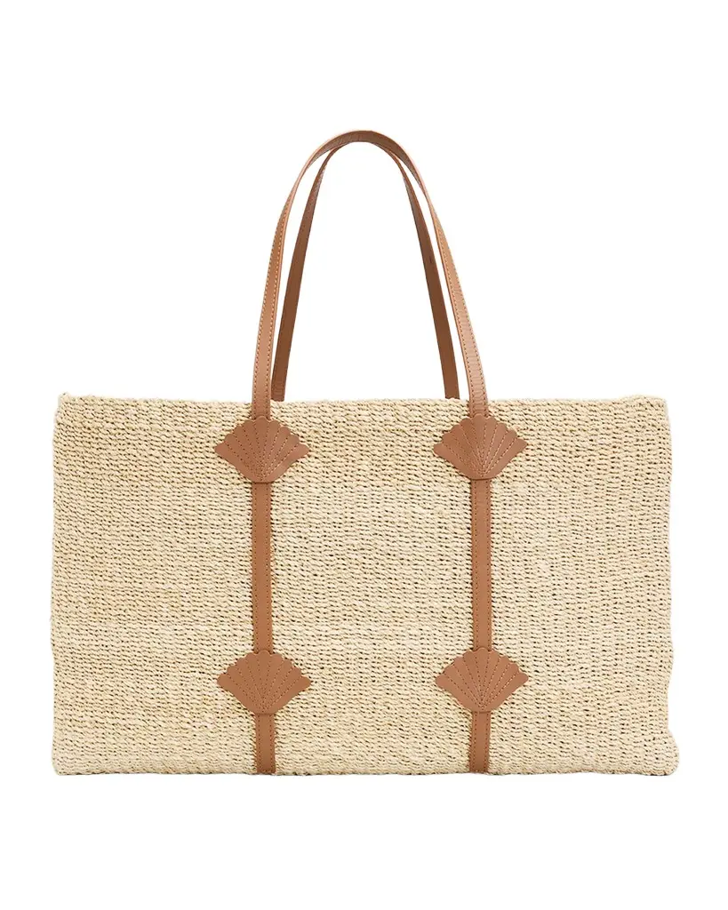 POOLSIDE St. Tropez Applique Straw Tote Bag