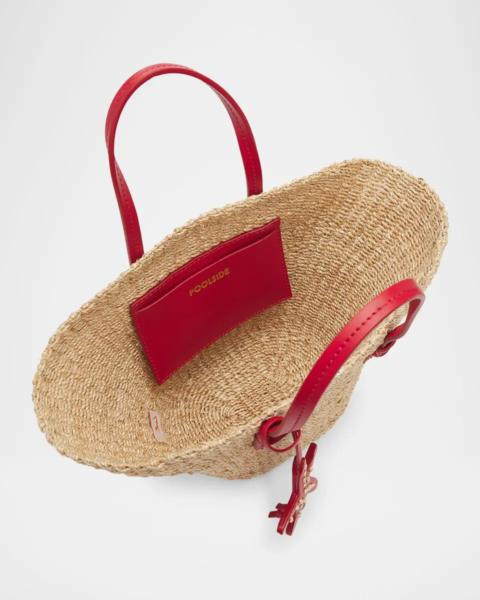 POOLSIDE East-West Woven Straw Top-Handle Bag | Thumbnail 4