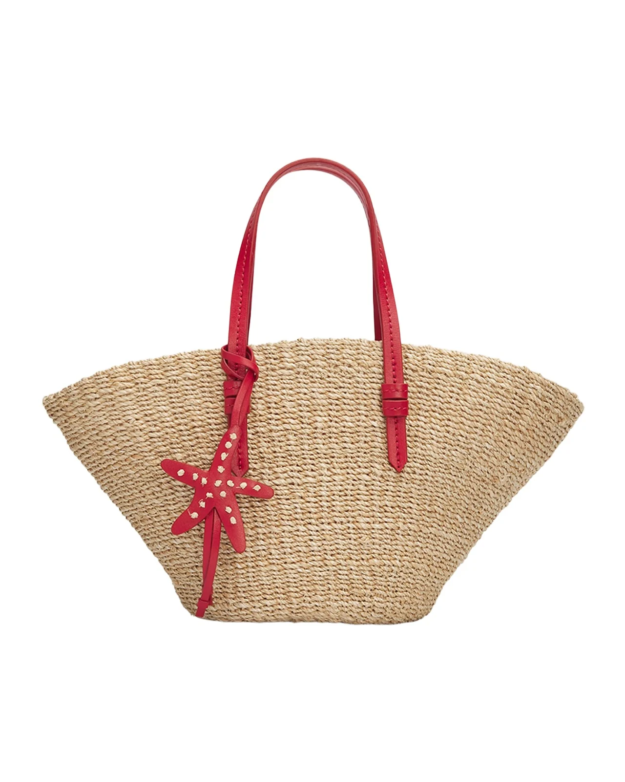 East-West Woven Straw Top-Handle Bag