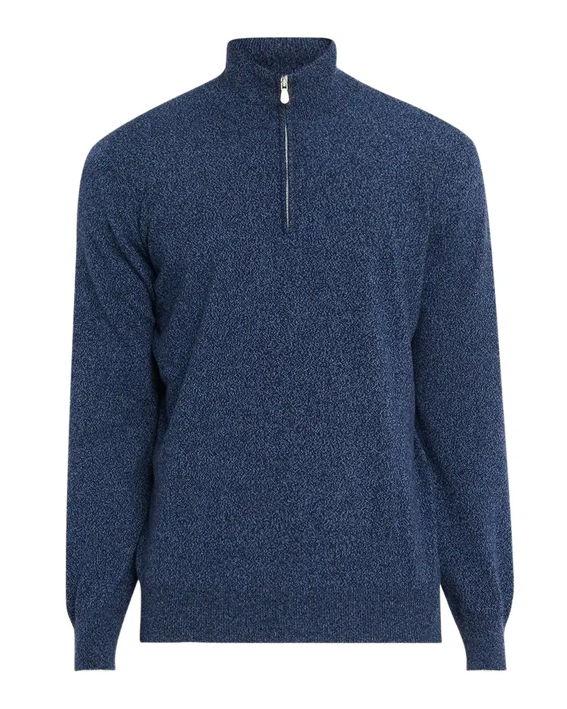 Brunello Cucinelli Men's Cashmere Mouline Quarter-Zip Sweater | Image 1 Brunello Cucinelli Men's Cashmere Mouline Quarter-Zip Sweater | Image 1