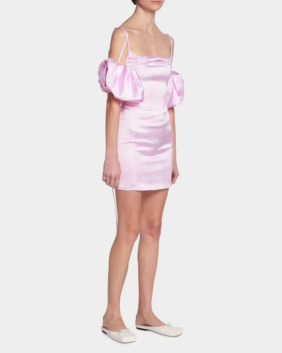 Jacquemus Chouchou Puff-Sleeve Satin Mini Dress | Thumbnail 2 Jacquemus Chouchou Puff-Sleeve Satin Mini Dress | Thumbnail 2