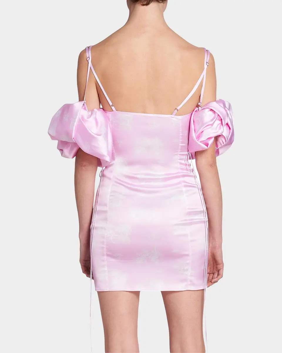 Jacquemus Chouchou Puff-Sleeve Satin Mini Dress | Thumbnail 3 Jacquemus Chouchou Puff-Sleeve Satin Mini Dress | Thumbnail 3