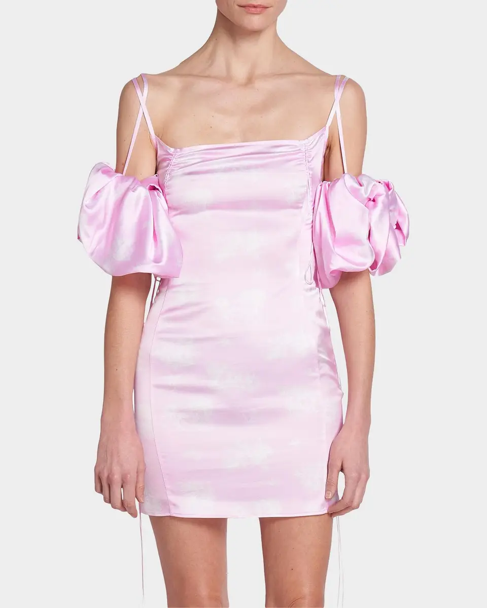 Jacquemus Chouchou Puff-Sleeve Satin Mini Dress | Thumbnail 4 Jacquemus Chouchou Puff-Sleeve Satin Mini Dress | Thumbnail 4