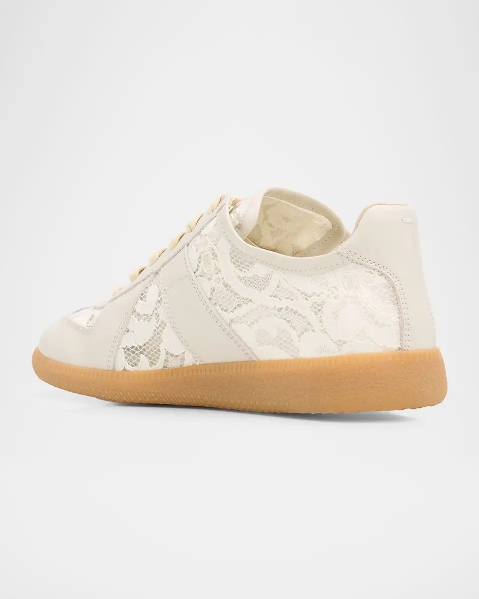 Maison Margiela Replica Lace and Leather Low-Top Sneakers | Thumbnail 2 Maison Margiela Replica Lace and Leather Low-Top Sneakers | Thumbnail 2