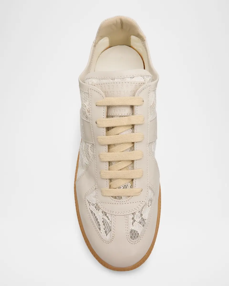 Maison Margiela Replica Lace and Leather Low-Top Sneakers | Thumbnail 4 Maison Margiela Replica Lace and Leather Low-Top Sneakers | Thumbnail 4