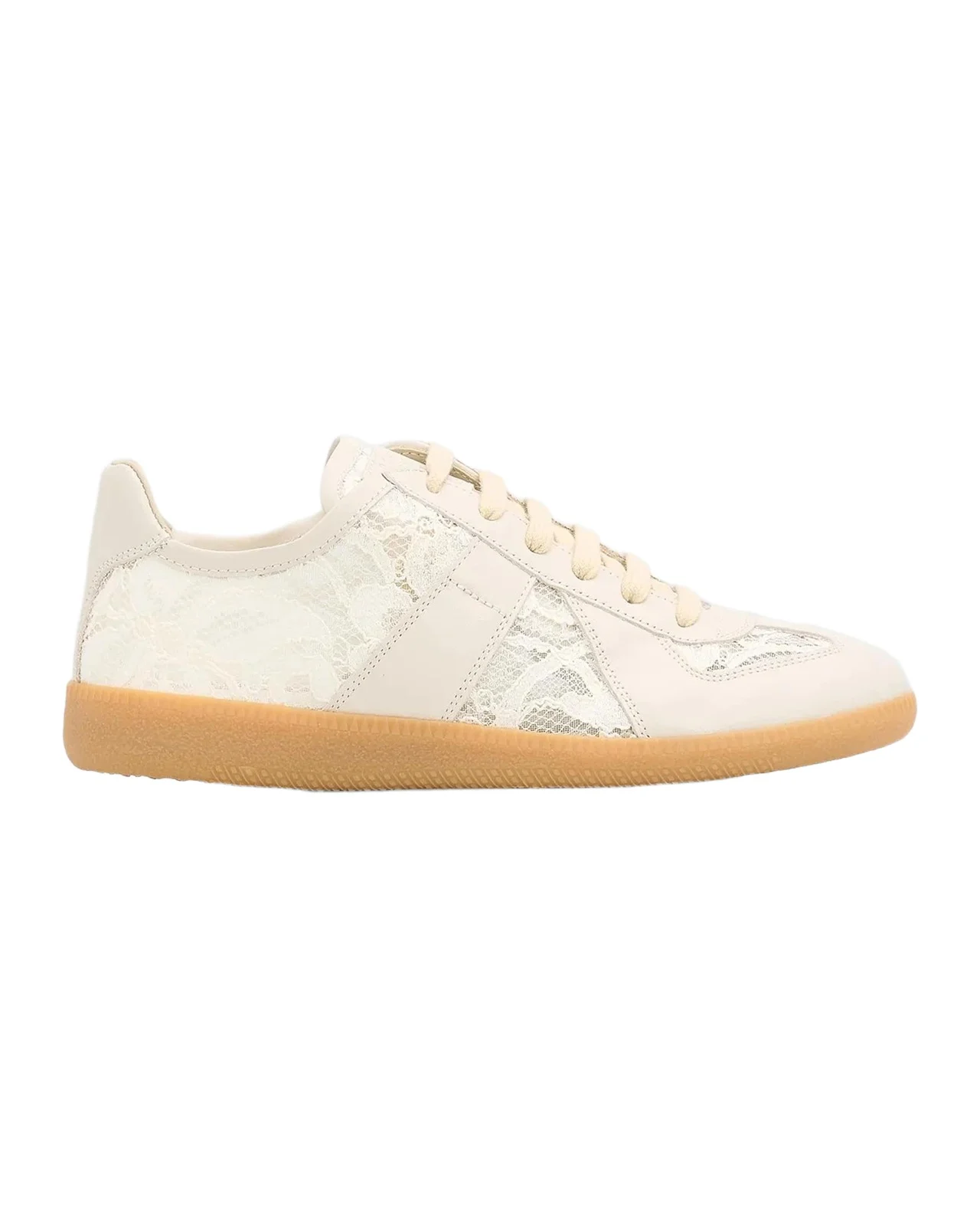 Replica Lace and Leather Low-Top Sneakers