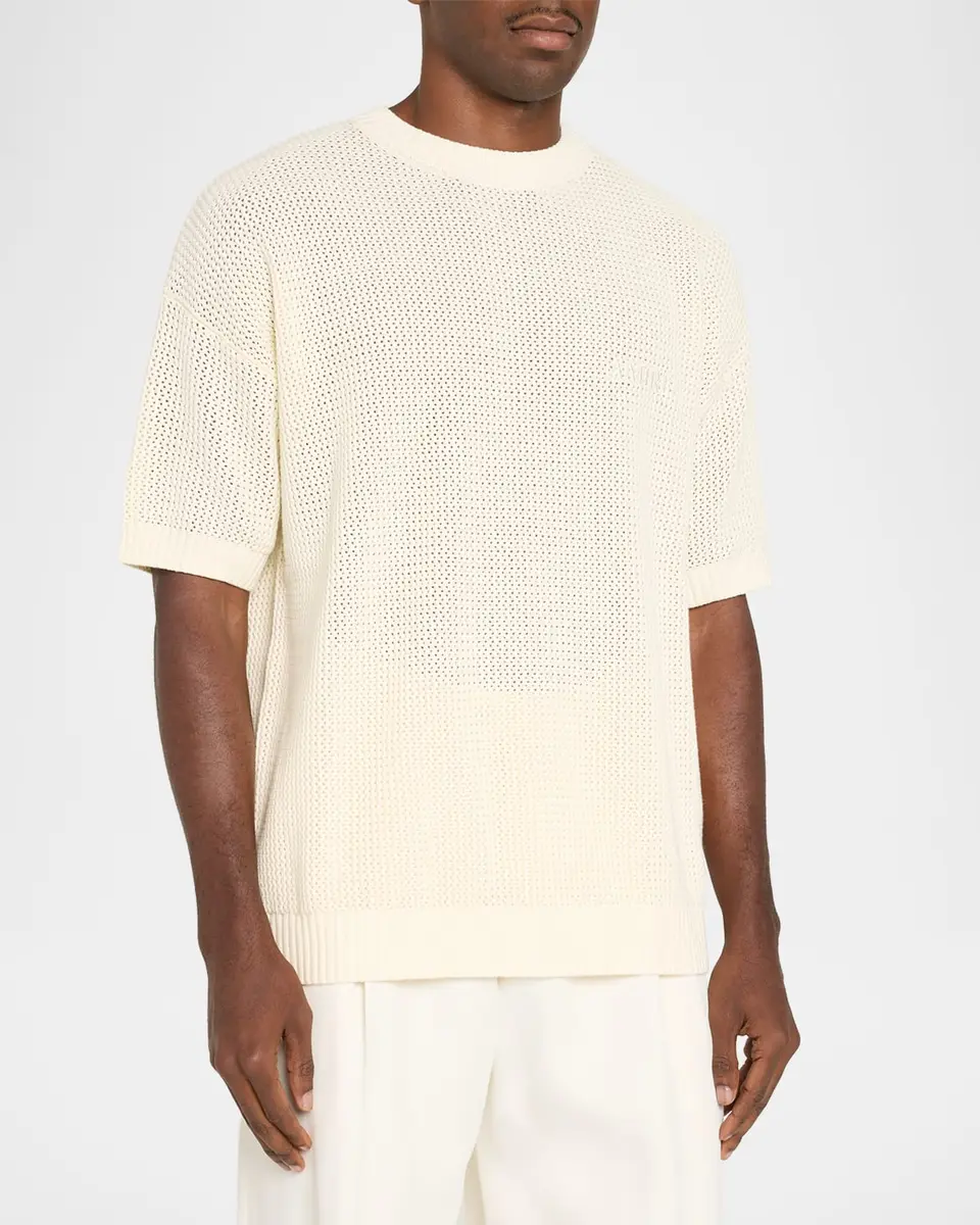AMIRI Men's Cotton Crochet Short-Sleeve Crewneck Sweater | Thumbnail 4 AMIRI Men's Cotton Crochet Short-Sleeve Crewneck Sweater | Thumbnail 4