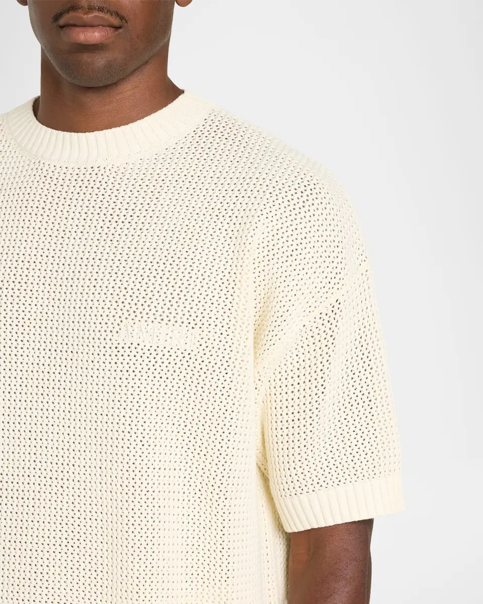 AMIRI Men's Cotton Crochet Short-Sleeve Crewneck Sweater | Thumbnail 8 AMIRI Men's Cotton Crochet Short-Sleeve Crewneck Sweater | Thumbnail 8