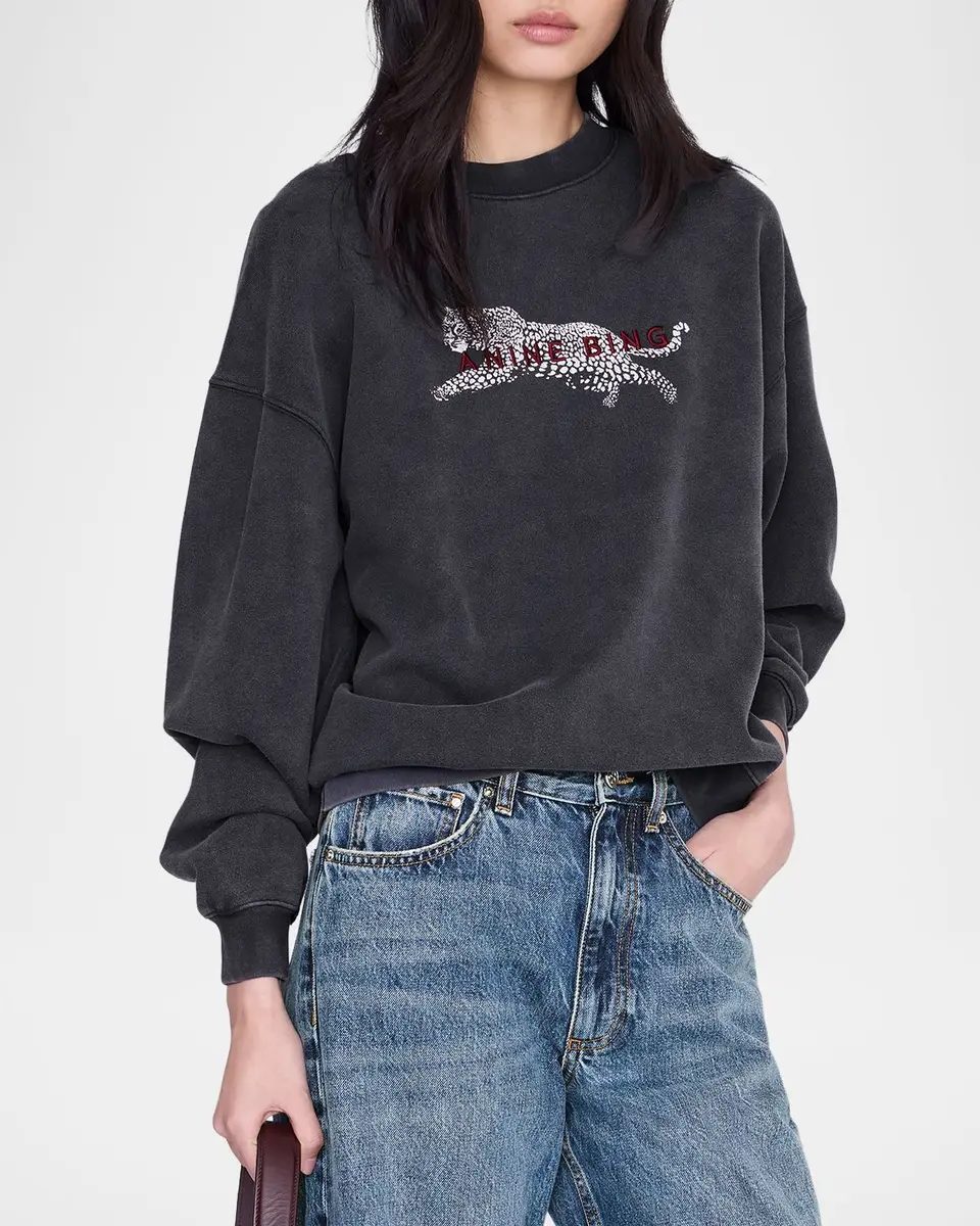 Anine Bing Spencer Embroidered Sweatshirt | Thumbnail 4 Anine Bing Spencer Embroidered Sweatshirt | Thumbnail 4