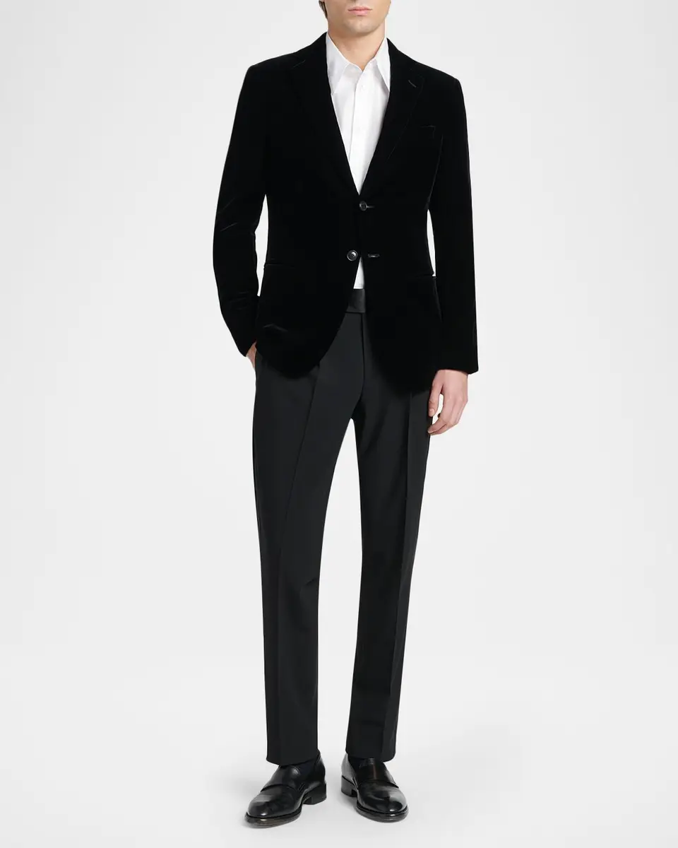 Giorgio Armani Men's Wool-Blend Slim-Fit Trousers | Thumbnail 2 Giorgio Armani Men's Wool-Blend Slim-Fit Trousers | Thumbnail 2