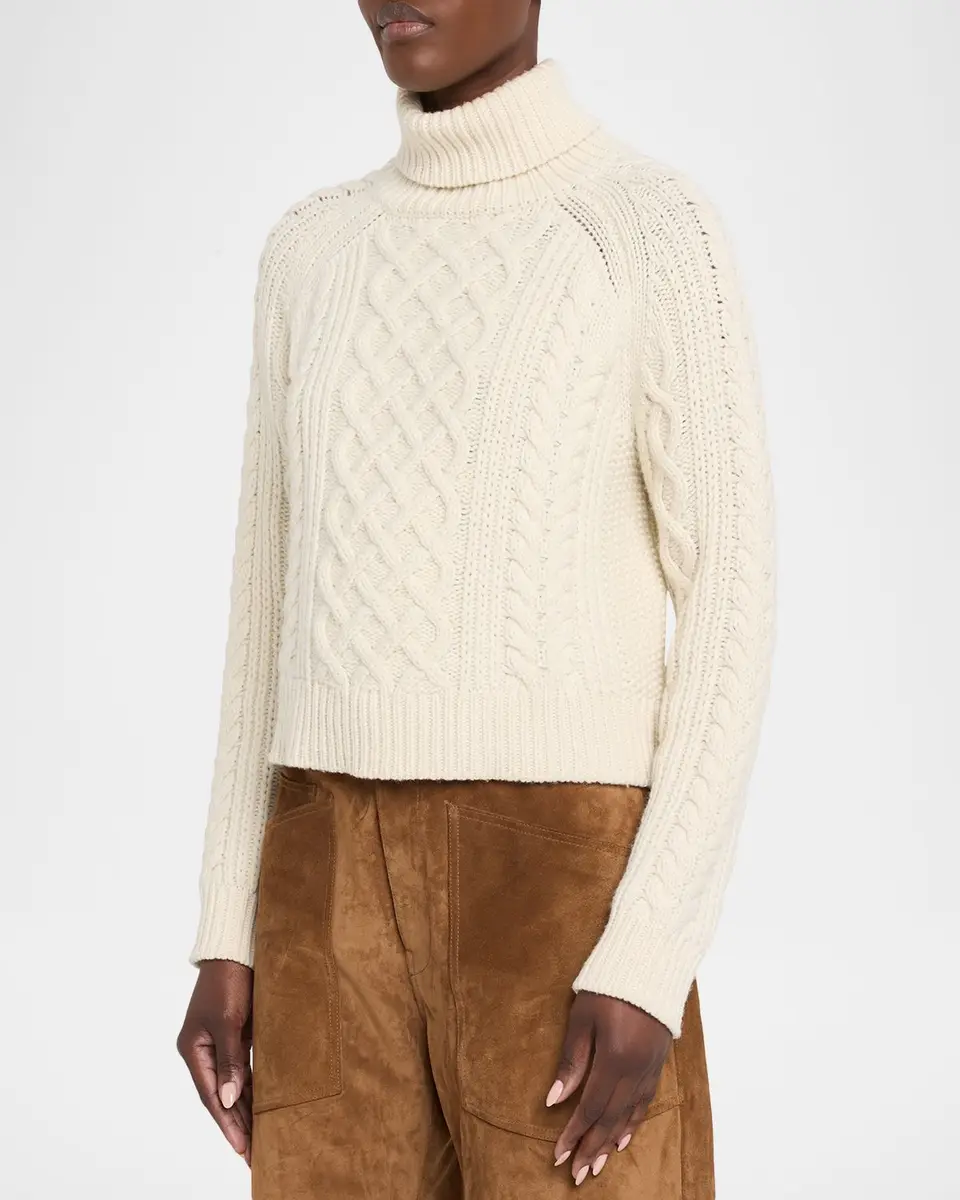 Nili Lotan Ezren Cable-Knit Wool Turtleneck Sweater | Thumbnail 4