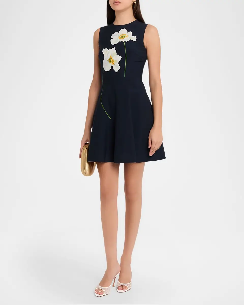 Oscar de la Renta Sleeveless Peony Print Mini Dress | Thumbnail 4