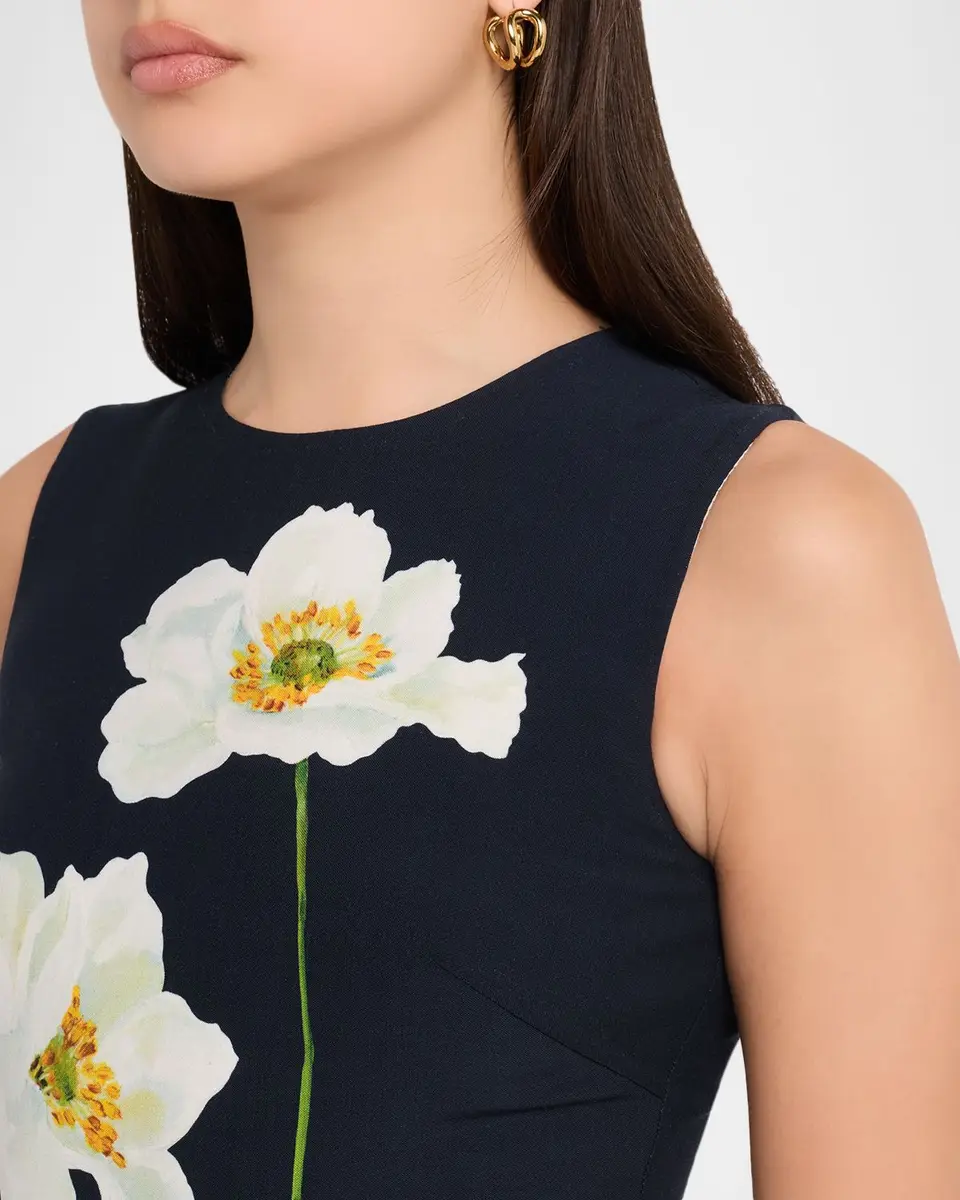 Oscar de la Renta Sleeveless Peony Print Mini Dress | Thumbnail 5
