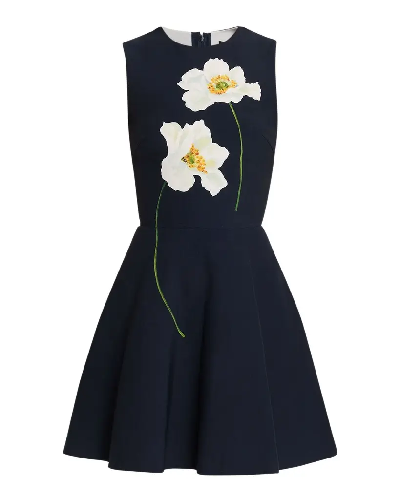 Oscar de la Renta Sleeveless Peony Print Mini Dress | Image 1 Oscar de la Renta Sleeveless Peony Print Mini Dress | Image 1
