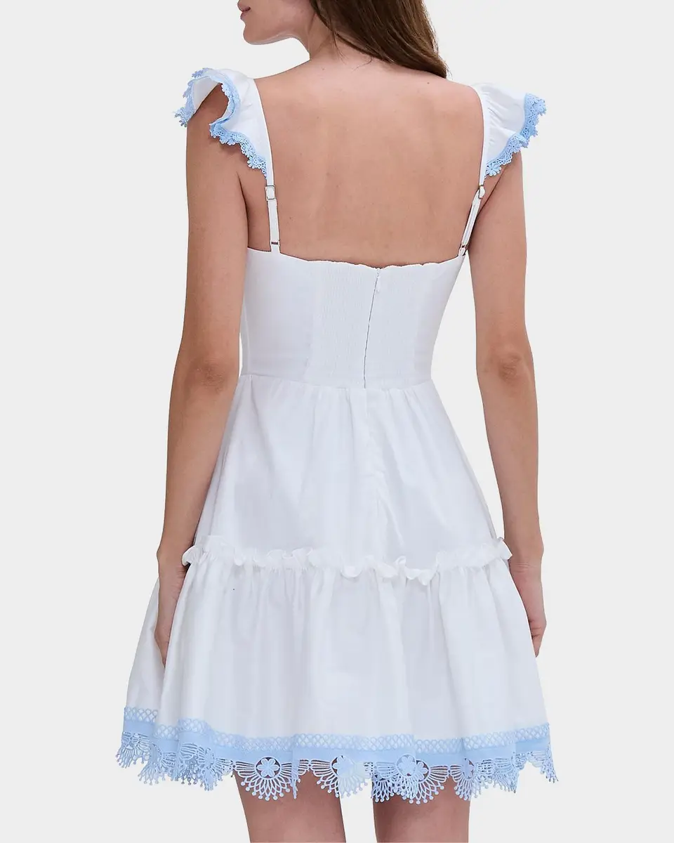 PatBO Cotton Poplin Flutter-Sleeve A-Line Mini Dress | Thumbnail 3