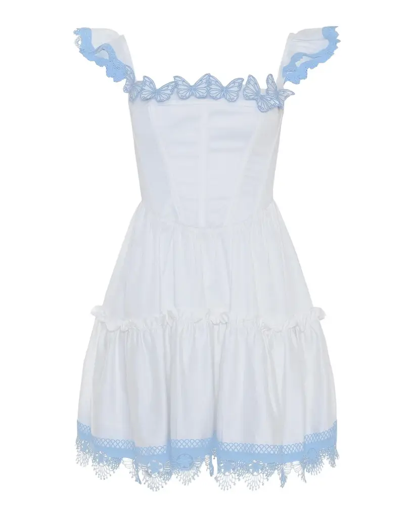 Cotton Poplin Flutter-Sleeve A-Line Mini Dress