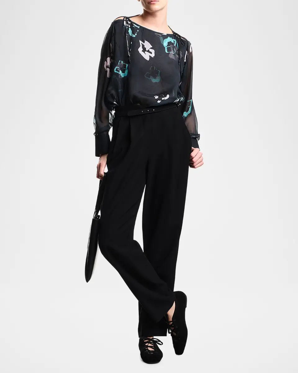 Emporio Armani Floral-Print Chiffon Blouse | Thumbnail 2 Emporio Armani Floral-Print Chiffon Blouse | Thumbnail 2
