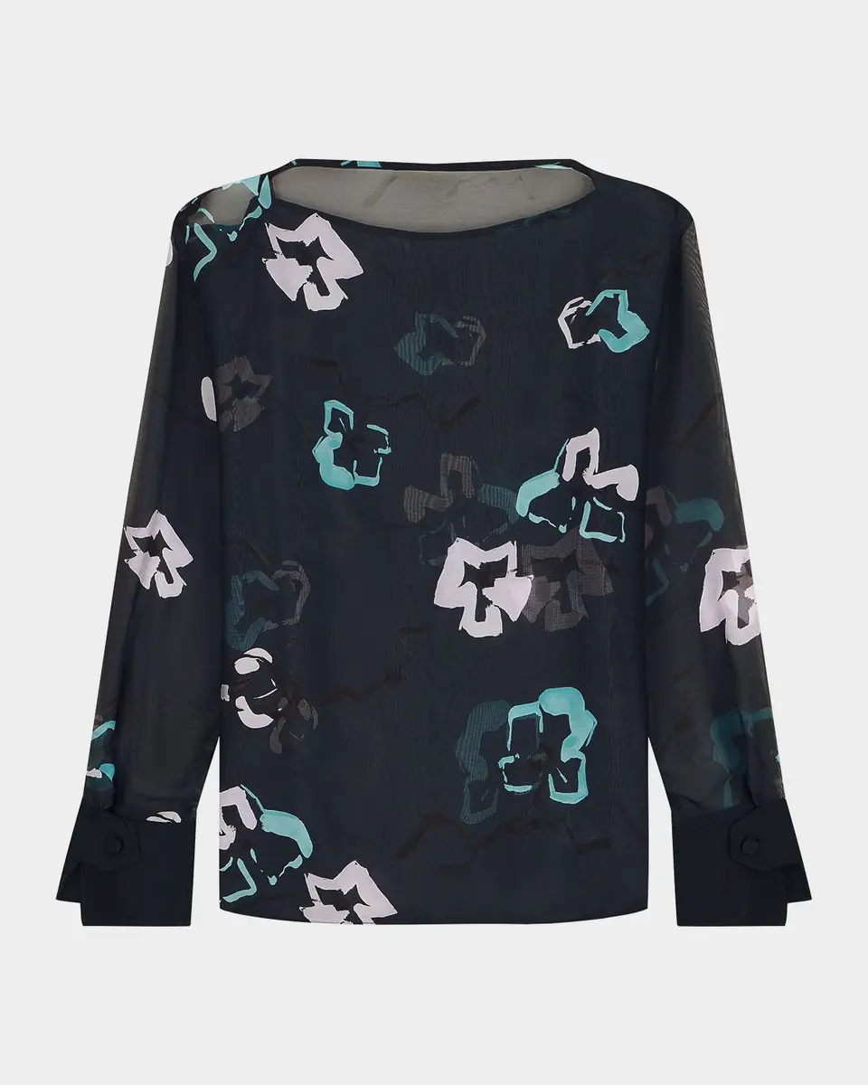 Emporio Armani Floral-Print Chiffon Blouse | Thumbnail 3 Emporio Armani Floral-Print Chiffon Blouse | Thumbnail 3