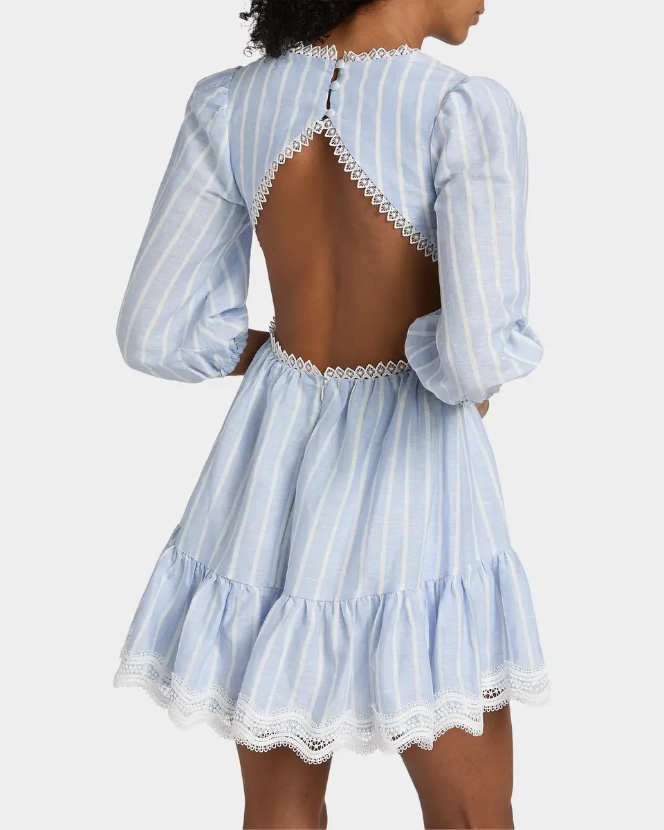 PatBo Marine Striped Lace-Trimmed Mini Dress | Thumbnail 3 PatBo Marine Striped Lace-Trimmed Mini Dress | Thumbnail 3