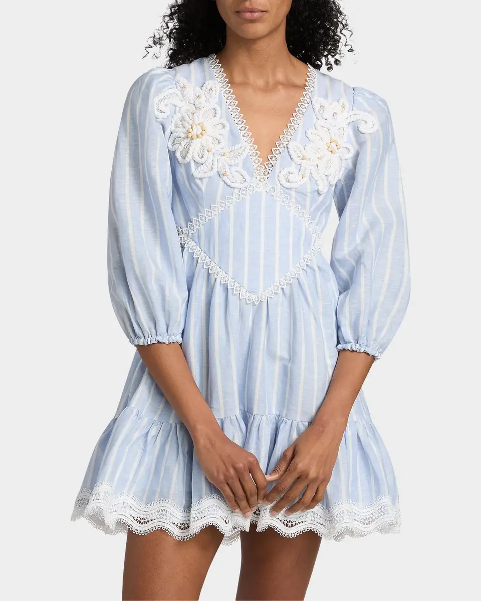 PatBo Marine Striped Lace-Trimmed Mini Dress | Thumbnail 4 PatBo Marine Striped Lace-Trimmed Mini Dress | Thumbnail 4