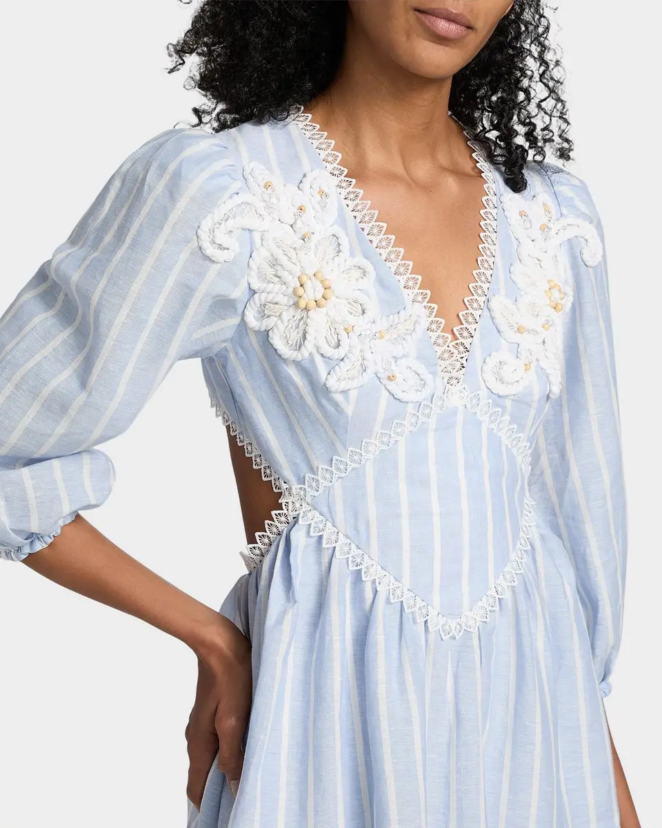 PatBo Marine Striped Lace-Trimmed Mini Dress | Thumbnail 5 PatBo Marine Striped Lace-Trimmed Mini Dress | Thumbnail 5