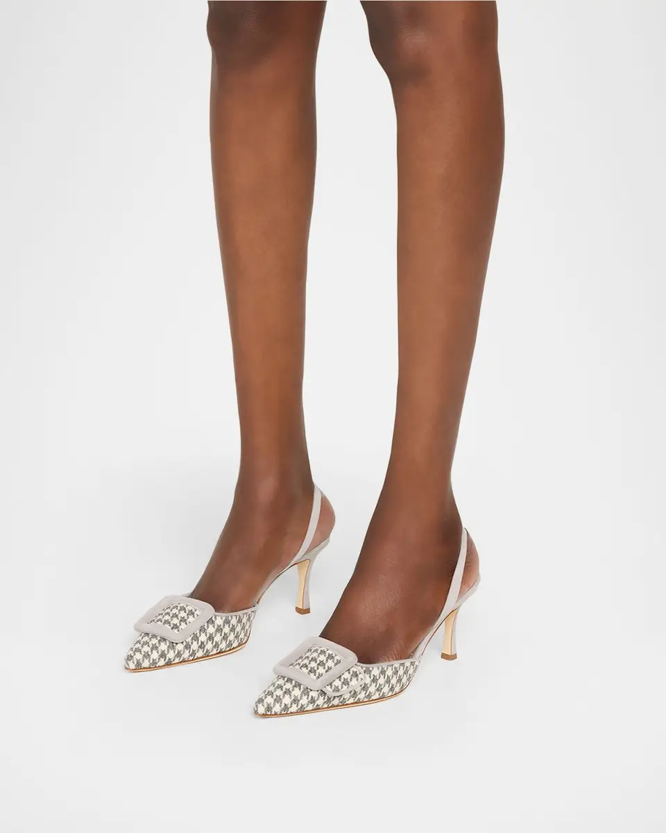 Manolo Blahnik 70mm Mayslibi Gala Houndstooth Suede Slingback Pumps | Thumbnail 2 Manolo Blahnik 70mm Mayslibi Gala Houndstooth Suede Slingback Pumps | Thumbnail 2
