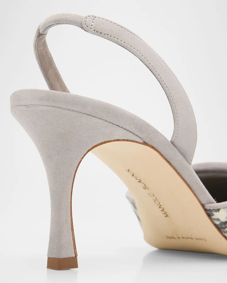 Manolo Blahnik 70mm Mayslibi Gala Houndstooth Suede Slingback Pumps | Thumbnail 5 Manolo Blahnik 70mm Mayslibi Gala Houndstooth Suede Slingback Pumps | Thumbnail 5