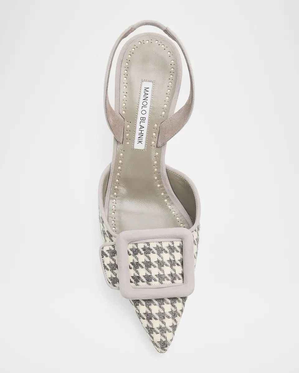 Manolo Blahnik 70mm Mayslibi Gala Houndstooth Suede Slingback Pumps | Thumbnail 6 Manolo Blahnik 70mm Mayslibi Gala Houndstooth Suede Slingback Pumps | Thumbnail 6