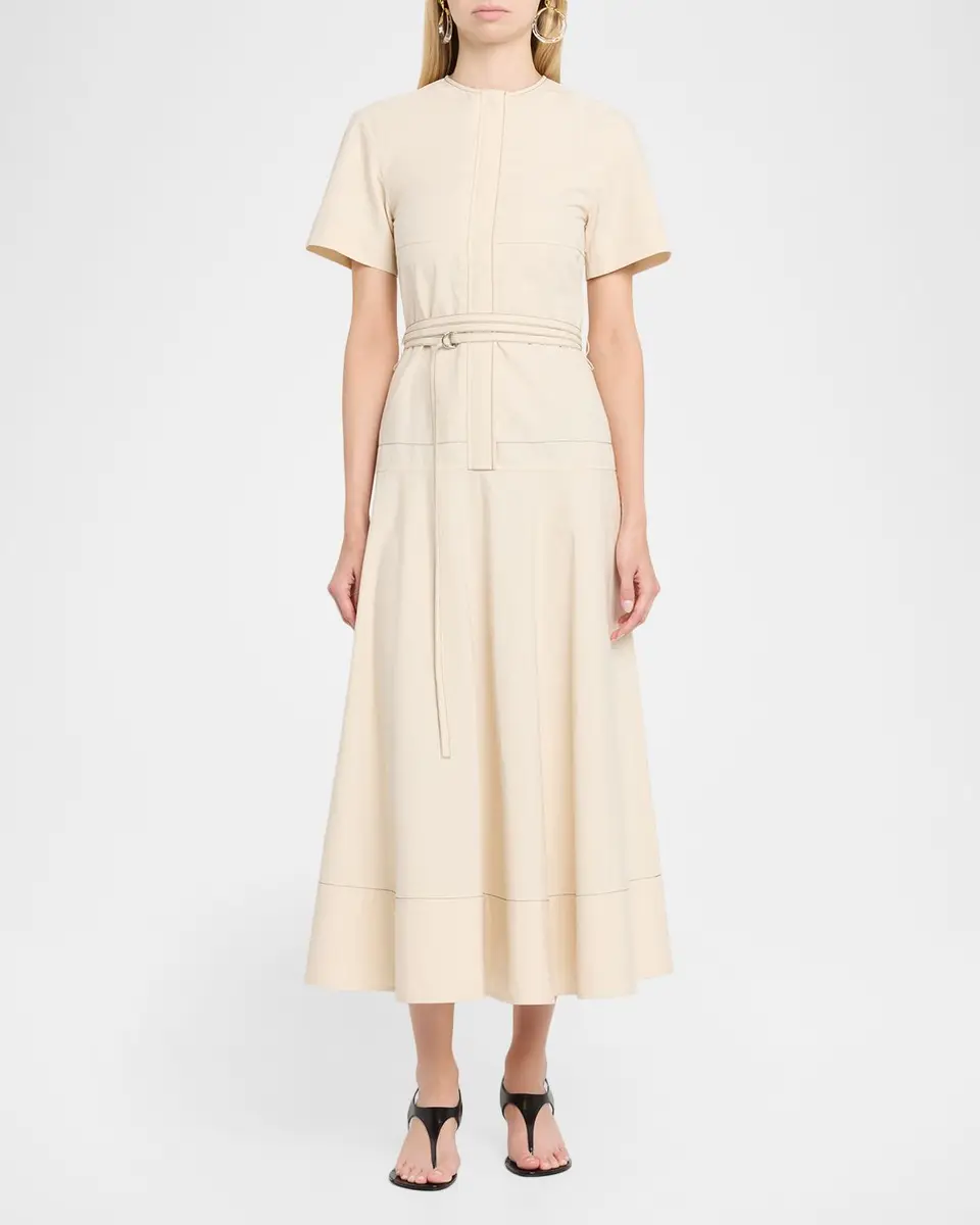 Proenza Schouler Elizabeth Seamed Belted Midi Dress | Thumbnail 2