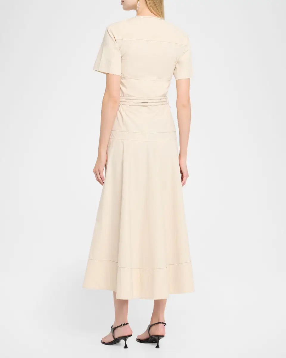 Proenza Schouler Elizabeth Seamed Belted Midi Dress | Thumbnail 3