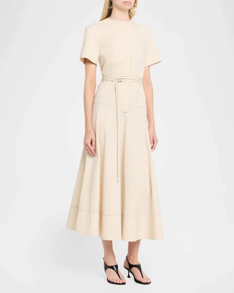 Proenza Schouler Elizabeth Seamed Belted Midi Dress | Thumbnail 4