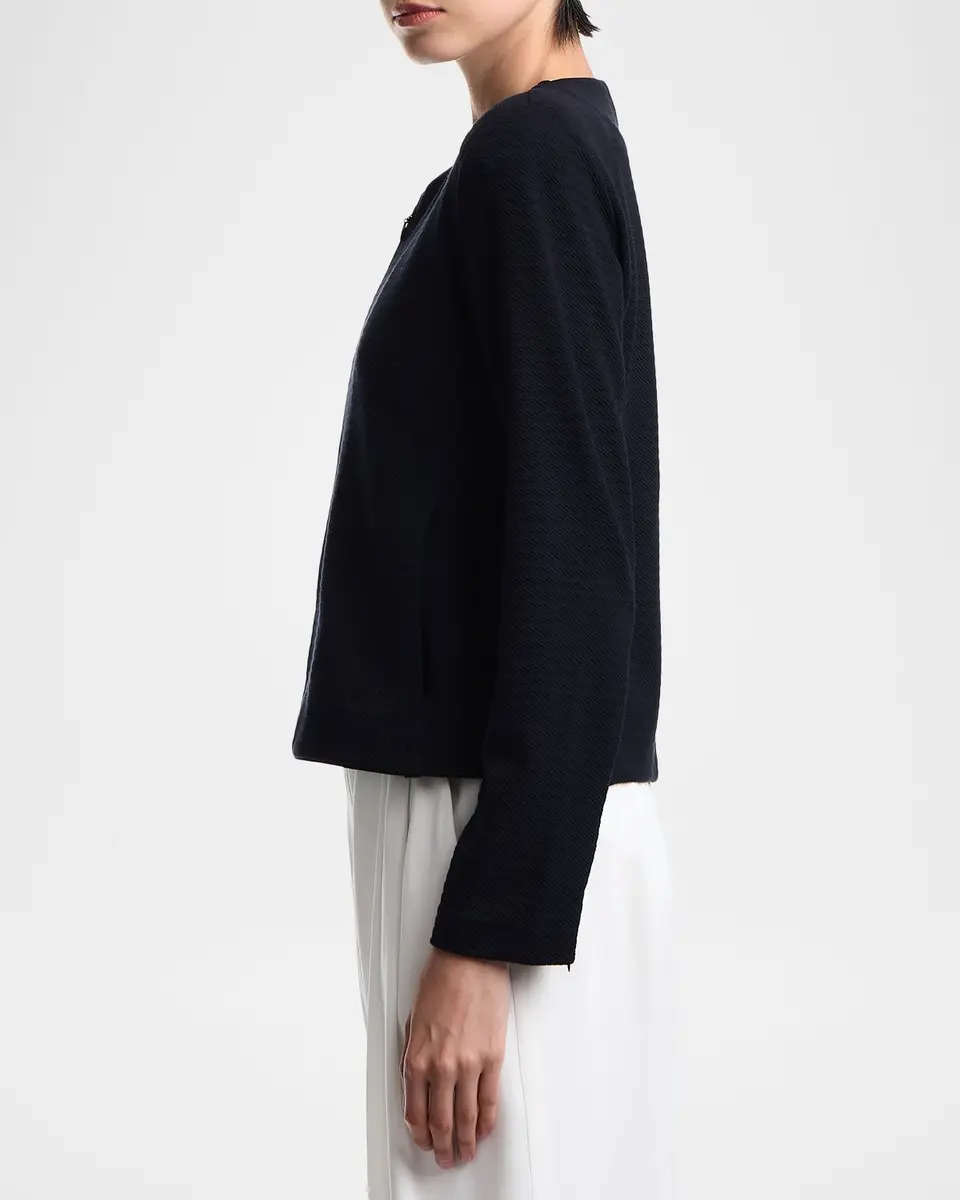 Emporio Armani Zip-Front Embossed Jersey Jacket | Thumbnail 6 Emporio Armani Zip-Front Embossed Jersey Jacket | Thumbnail 6