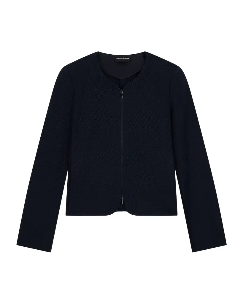 Emporio Armani Zip-Front Embossed Jersey Jacket | Image 1 Emporio Armani Zip-Front Embossed Jersey Jacket | Image 1