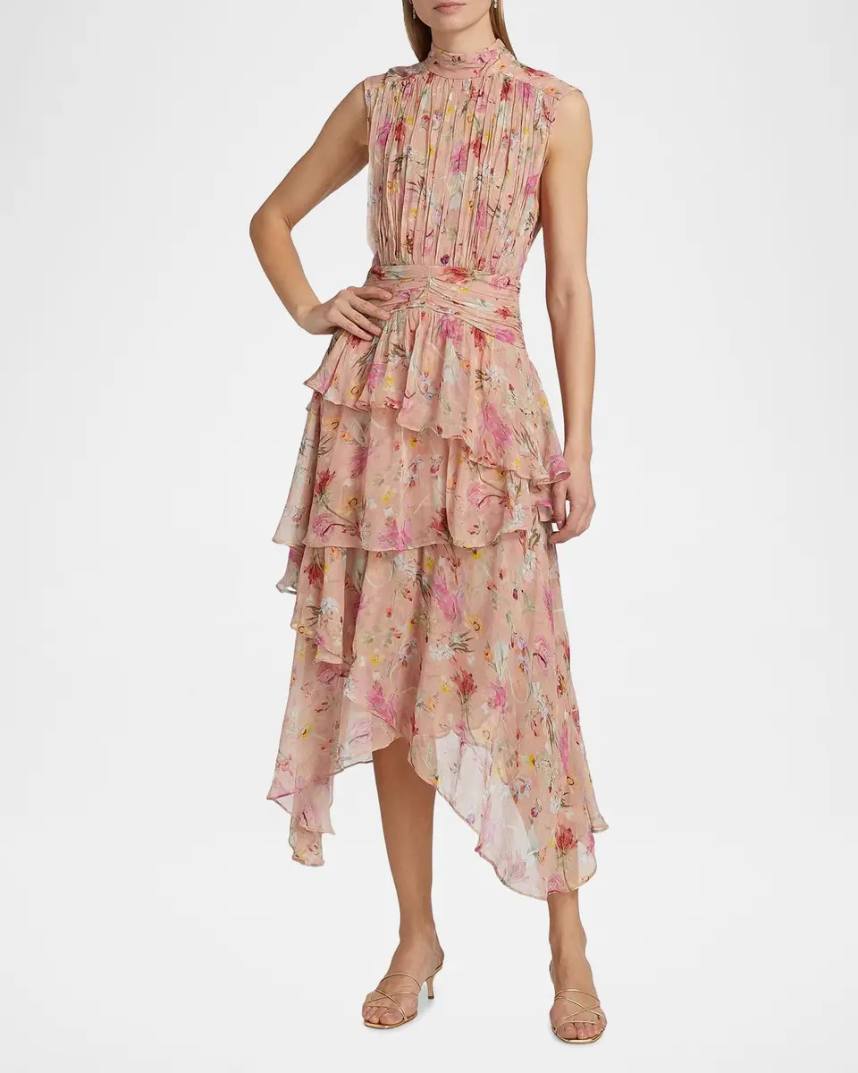 PatBO Lily Ruched Floral A-Line Midi Dress | Thumbnail 4 PatBO Lily Ruched Floral A-Line Midi Dress | Thumbnail 4