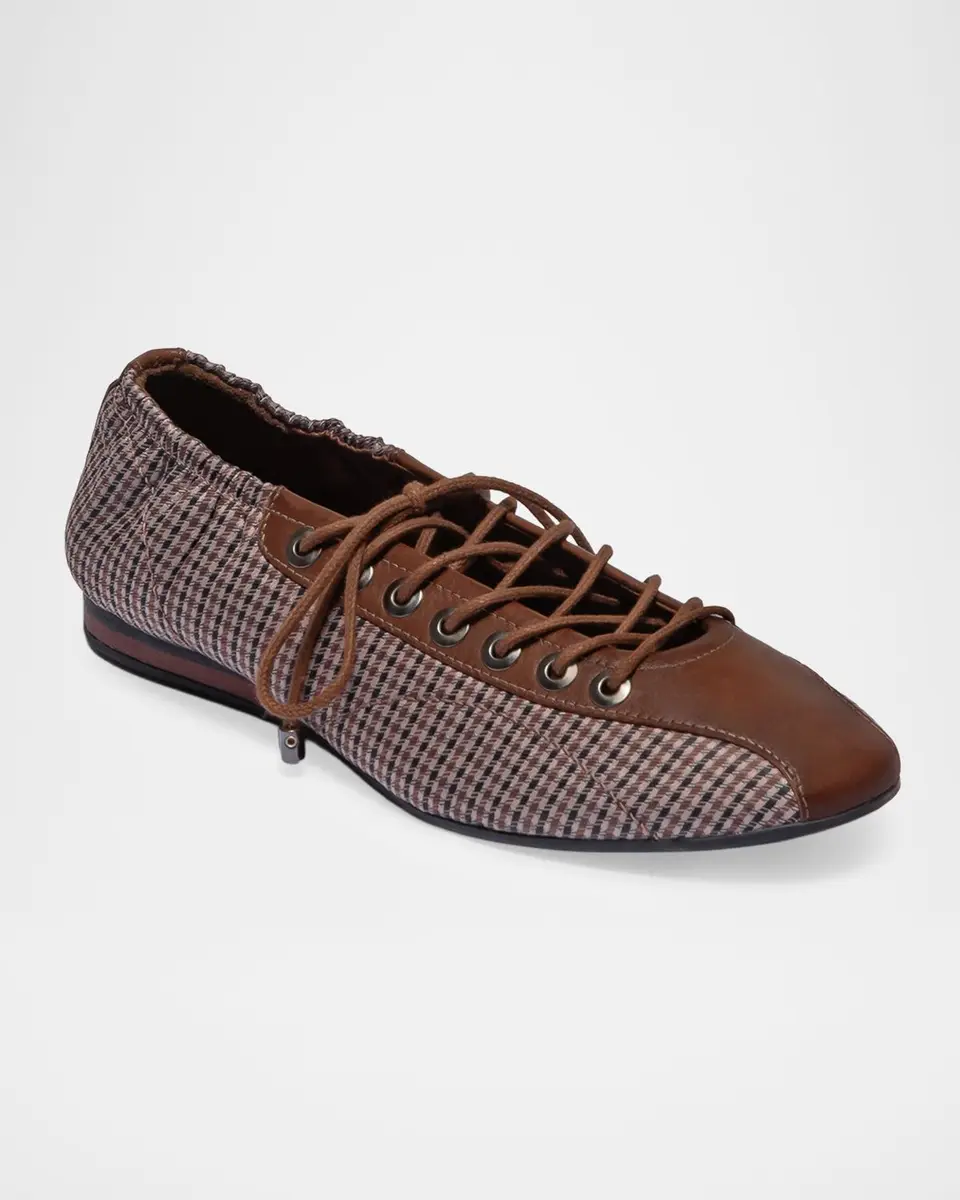 Bernardo Billie Check Leather Sneakerina Flats | Thumbnail 2