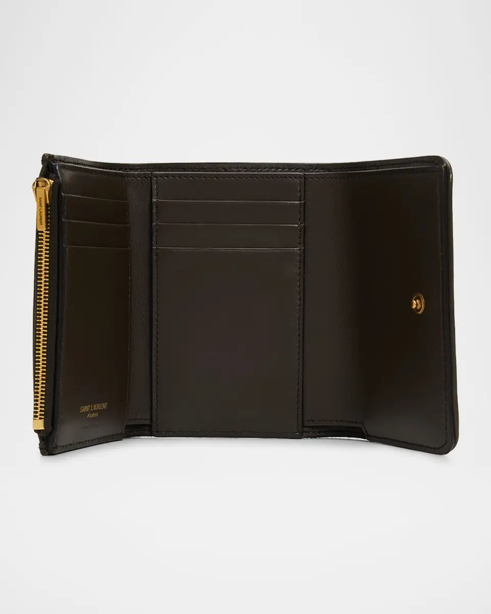 Saint Laurent Niki YSL Topstitched Leather Trifold Wallet | Thumbnail 3 Saint Laurent Niki YSL Topstitched Leather Trifold Wallet | Thumbnail 3